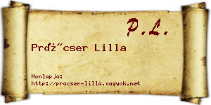 Prácser Lilla névjegykártya